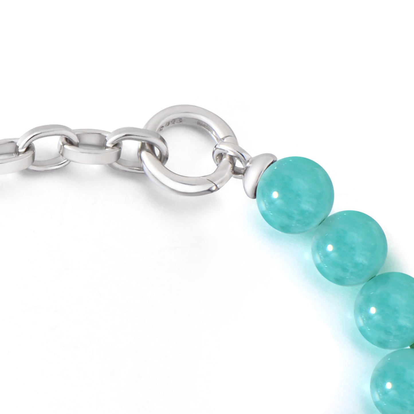 Half Chain Half Crystal Chic Amazonite Bracelet with Heart Pendant