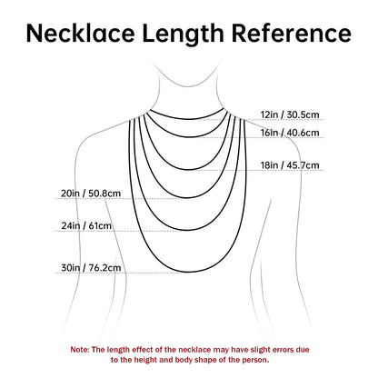 Chain and Necklace Length Size Guide with a silhouette of a woman.  How to measure your necklace.  sellers and buyers guide.  jewelry shop business presentation and advertisement, designer.