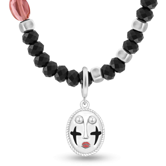 Spiritual Black spinel choker in silver, Spinel Garnet tiny beads necklace