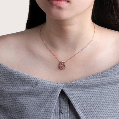 Fortune Fish Gold Strawberry Quartz Necklace