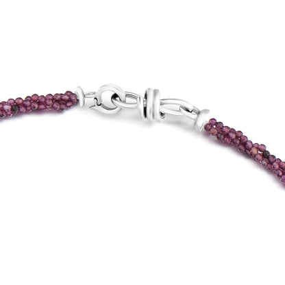 Magnificent 6 strands Purple Almandine Garnet Beads necklace- genuine garnet necklace sterling 925 clasp