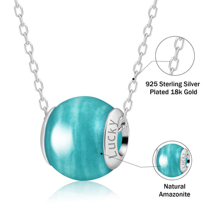 Amazonite Round Bead Crystal Neckalce Minimalist Jewelry Gift for her