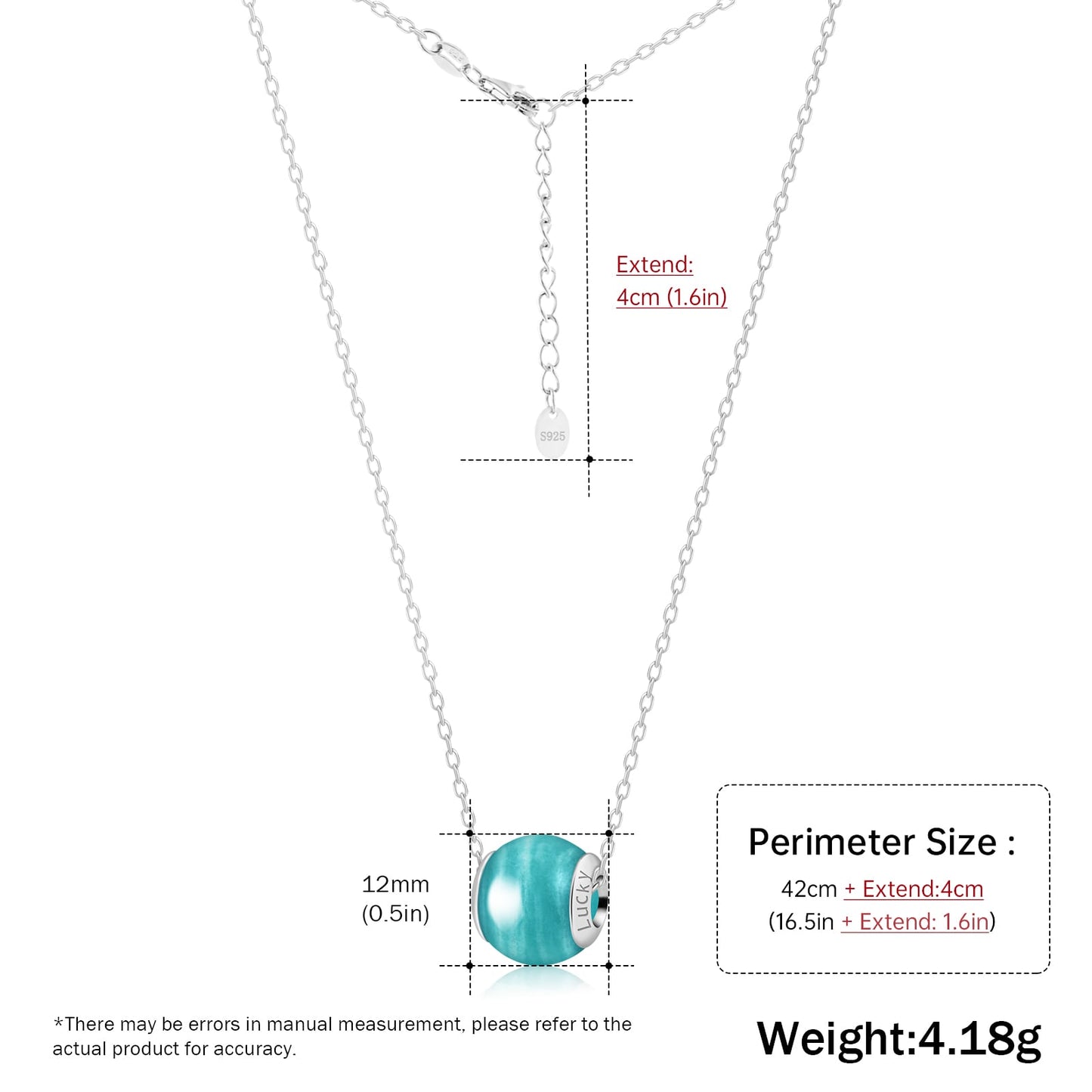 Amazonite Round Bead Crystal Neckalce Minimalist Jewelry Gift for her