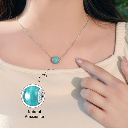 Amazonite Round Bead Crystal Neckalce Minimalist Jewelry Gift for her