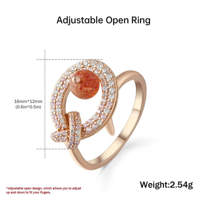 Fortune Fish Gold Strawberry Quartz Ring