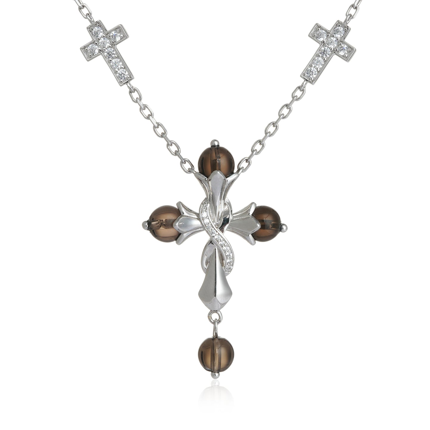 Cross Series Smoky Quartz Natural Crystal Light Luxury Necklace