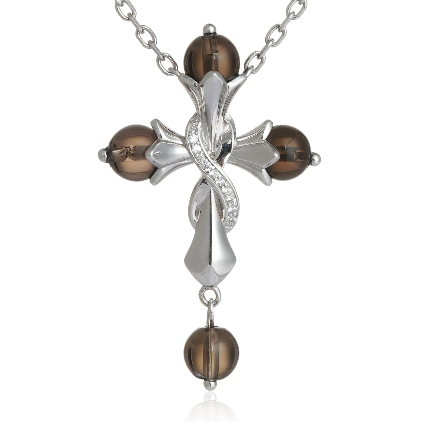 Cross Series Smoky Quartz Natural Crystal Light Luxury Necklace