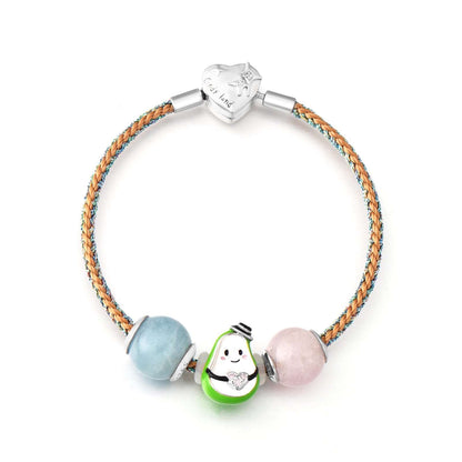 Friendship Braided Bracelets with Natural Morganite Crystal Beads for Children