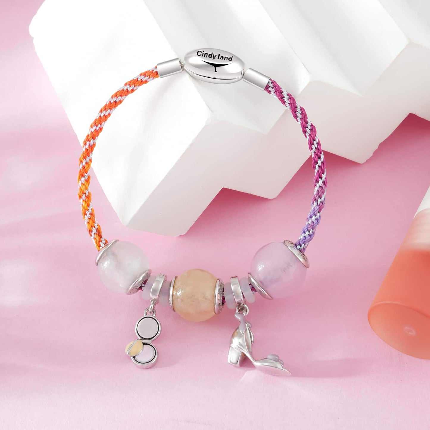 Elegant Natural Rainbow Morganite Bracelet with Makeup Pendant