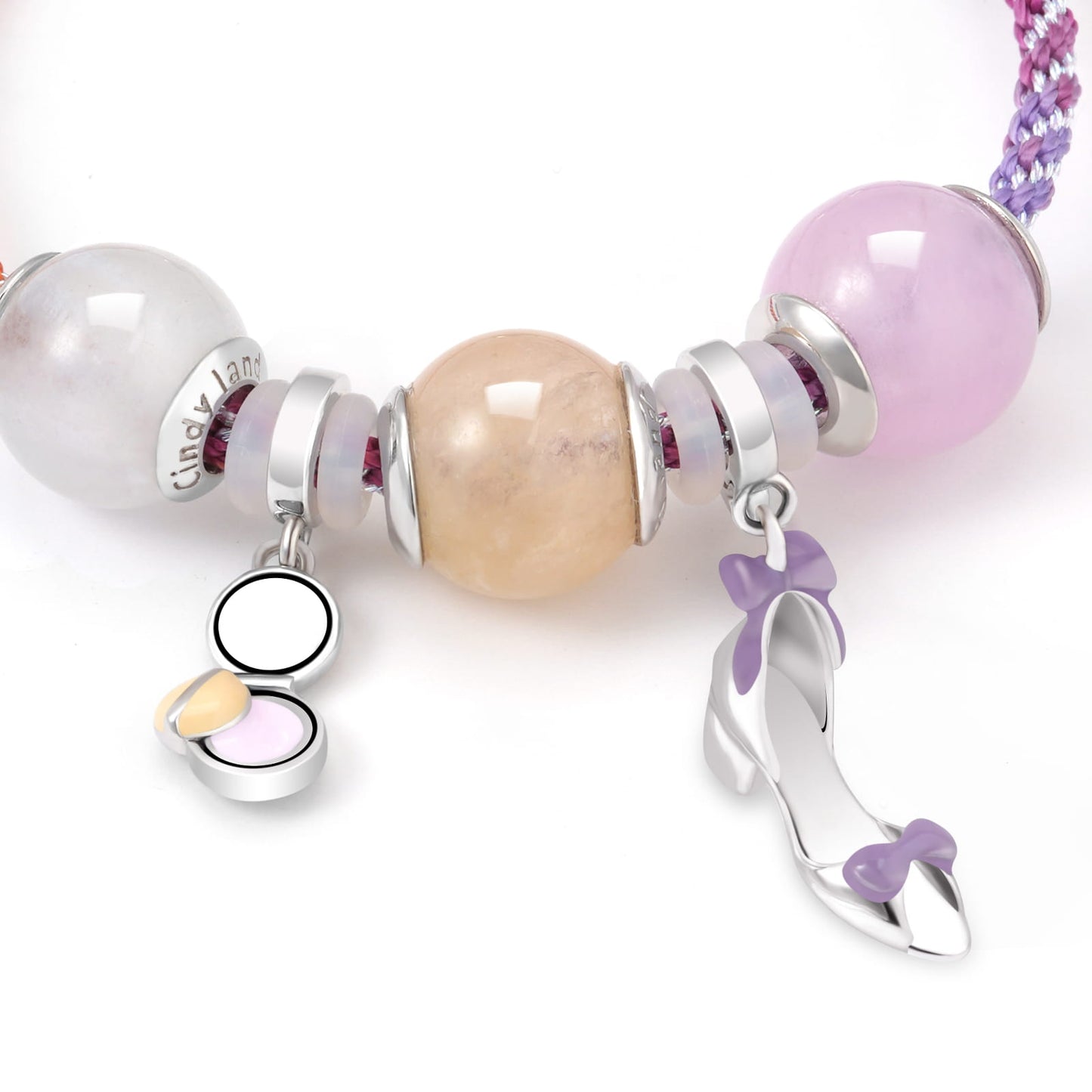 Elegant Natural Rainbow Morganite Bracelet with Makeup Pendant