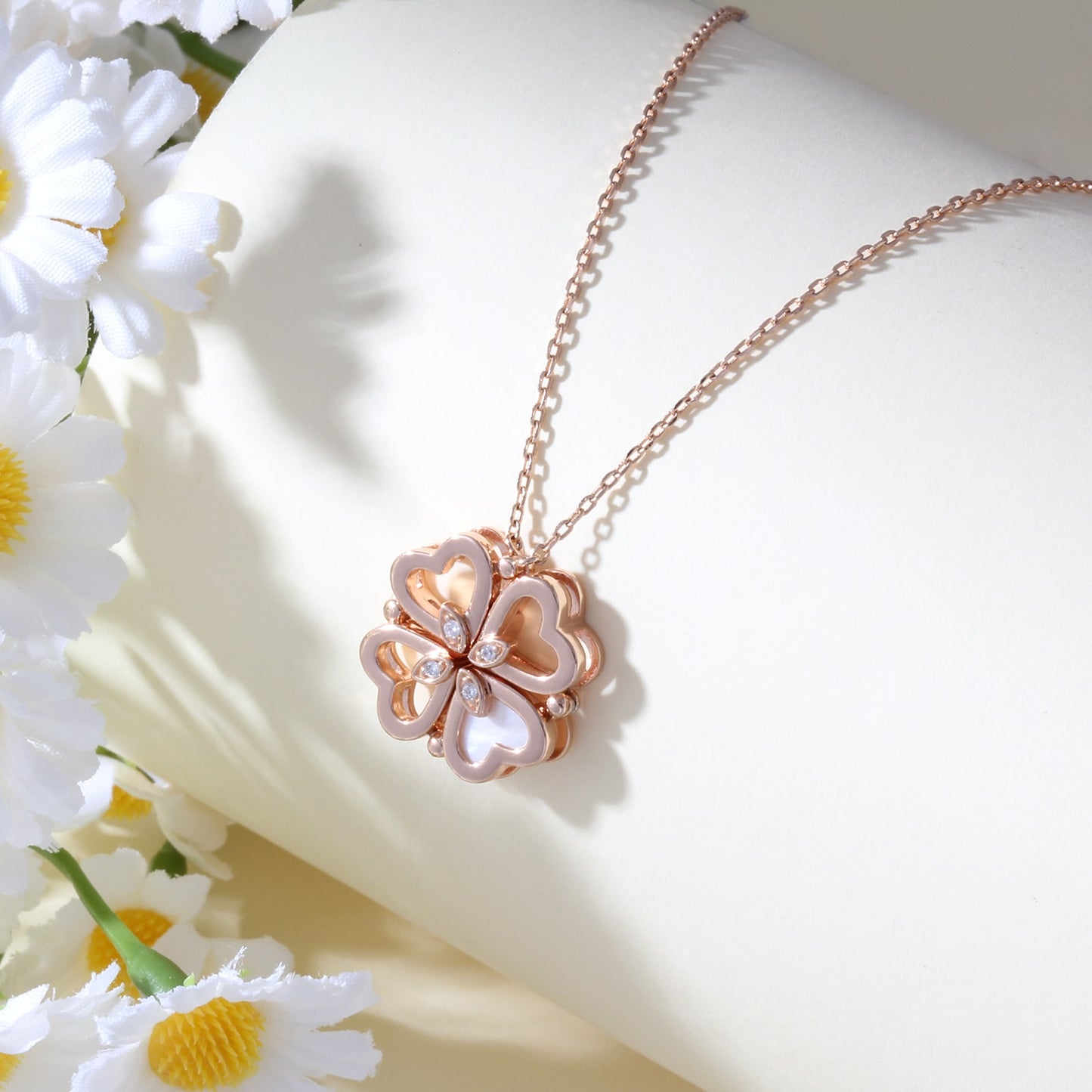 Lucky Clover Sliver Plated 18k Gold Pendant Necklace