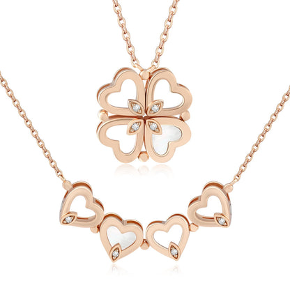 Lucky Clover Sliver Plated 18k Gold Pendant Necklace