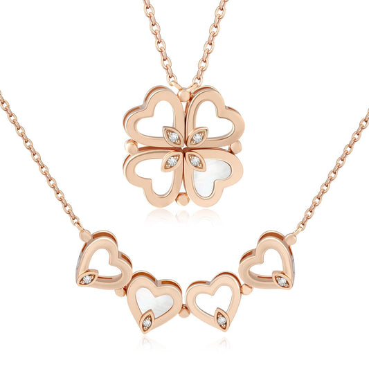 Lucky Clover Sliver Plated 18k Gold Pendant Necklace