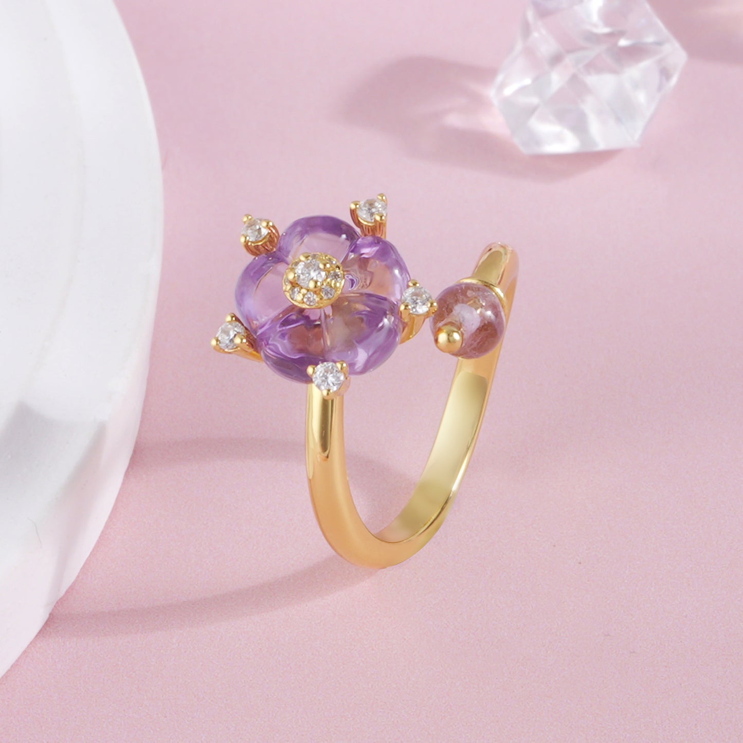 Fashion Plum Purple Crystal Ring