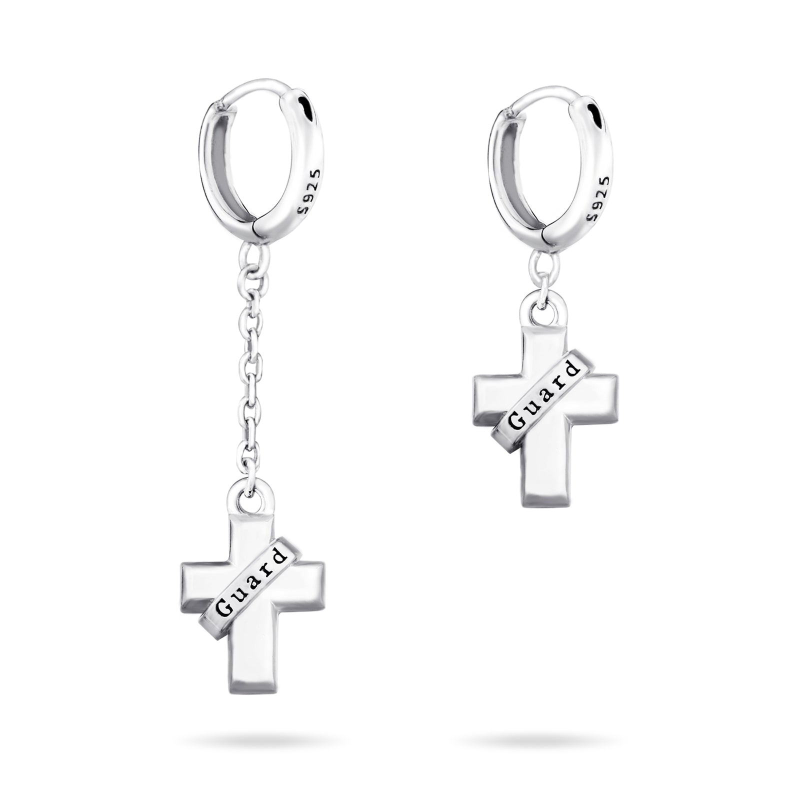 S925 Dangle Drop Cross Earrings / Cross Chain Earrings in Sterling Silver / Cross Symbol Long Chain Earrings Gift for Her