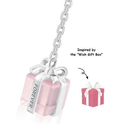 Dainty Pink Crystal 925 silver dangle Earrings Wish Gift Box Fine Jewelry for women