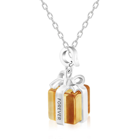 November Birthstone Citrine Yellow Crystal Pendant Necklace Wish Gift box for women