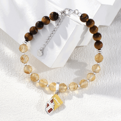 Citrine Tiger's Eye Crystal Bracelet, Wealth and Success Bracelet