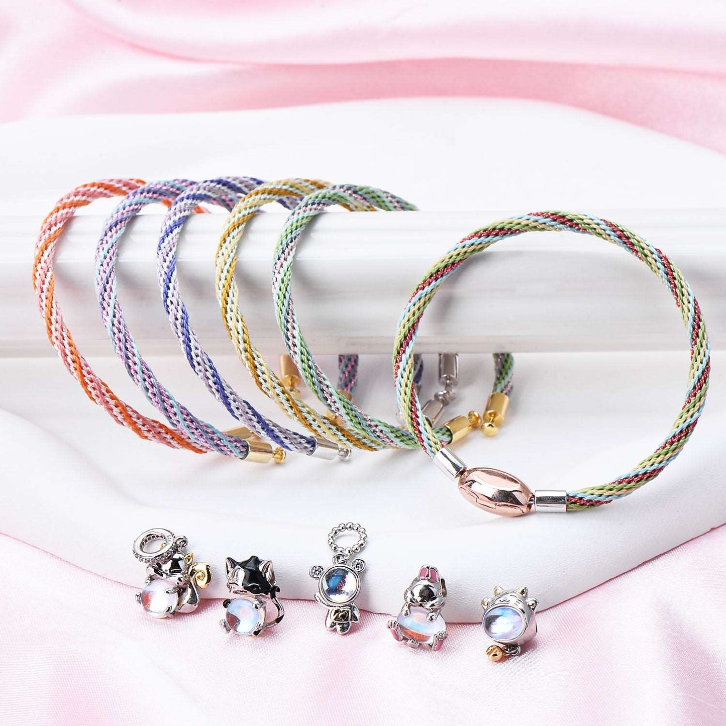 Cindy land Max Handmade Multi Braided Customed DIY Bar Woven Bracelet Healing Mind Awearness Charm