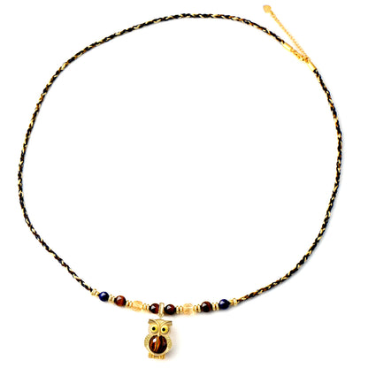 Unique Tiger's Eye Citrine and Lapis Lazuli Necklace