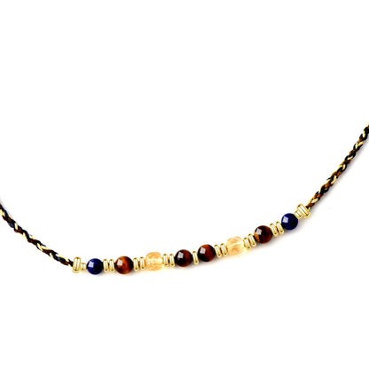 Unique Tiger's Eye Citrine and Lapis Lazuli Necklace